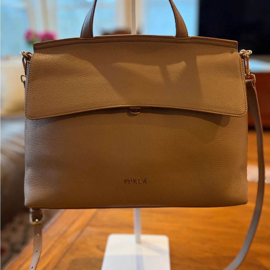 Oh So Chic Furla Leather Top Handle Bag In Tiramisu